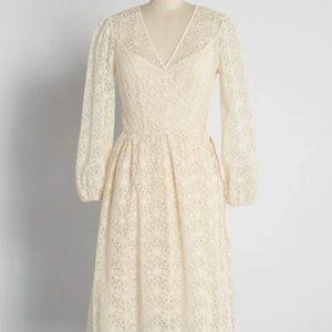 NWT "Magic In the Air Wrap Dress" from ModCloth, White, size S